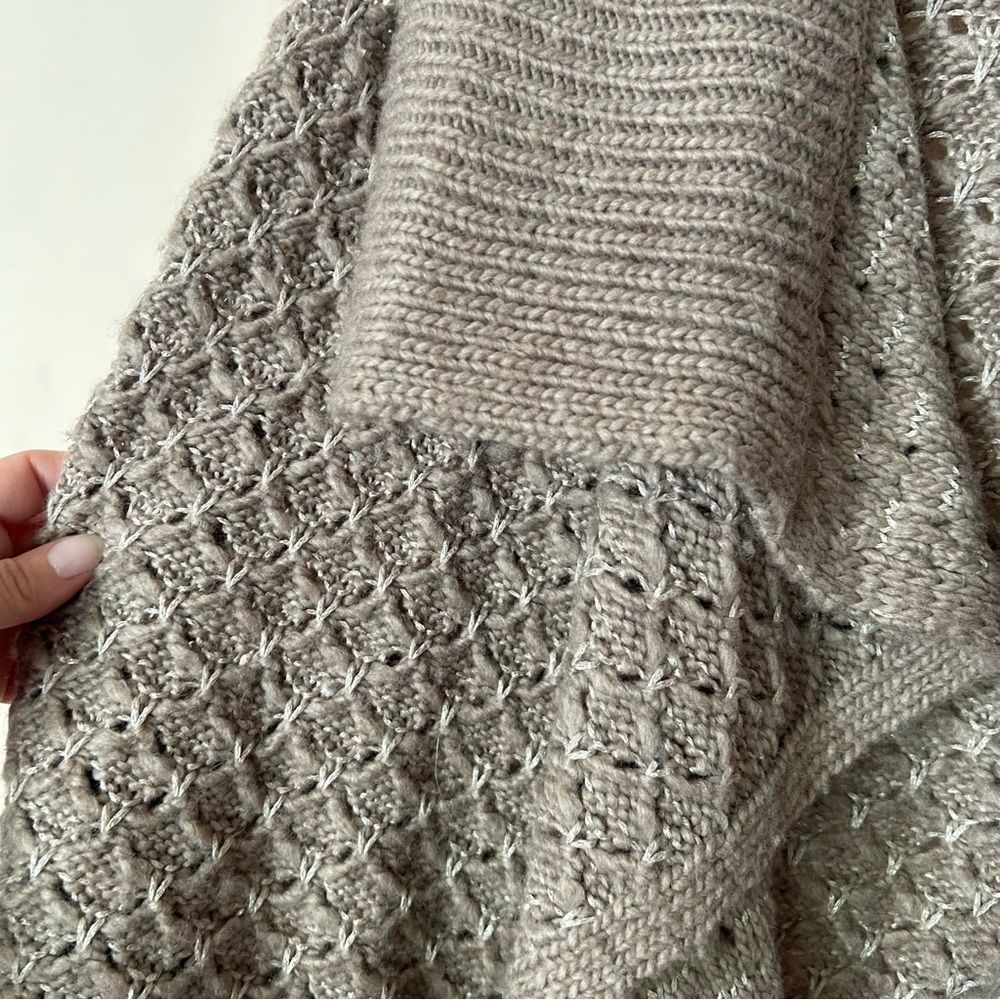 LOFT Taupe Shawl Collar Knit Sweater Vest - Picture 4 of 6
